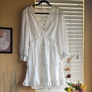 Elegant White Ruffled babydoll Dress